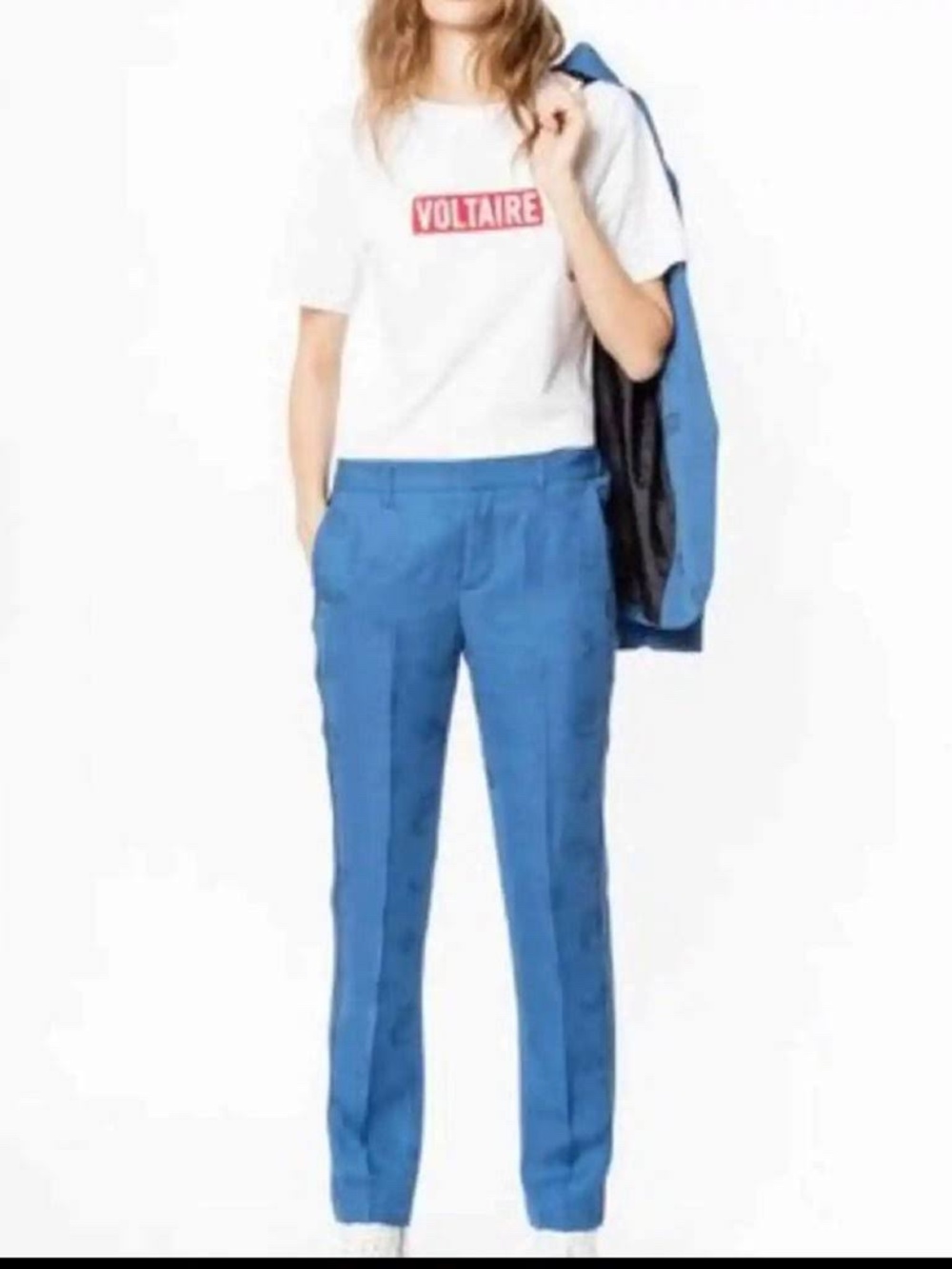 Zadig & Voltaire Blue Tuxedo Seam Cropped Trousers size 38 (USA 6)